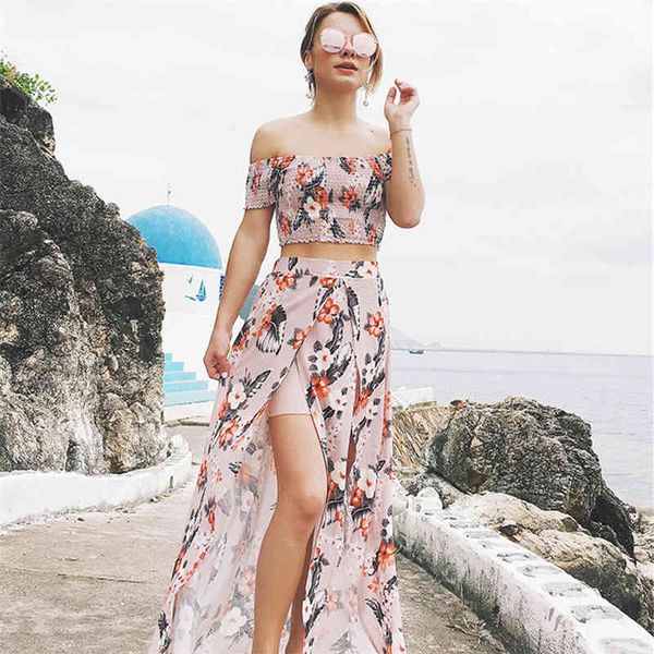 summer elegant beach 2 pcs suits off shoulder ruffled crop split bohemia chiffon long skirt ladies outfits femme sets 210507, White
summer elegant beach 2 pcs suits off shoulder ruffled crop split bohemia chiffon long skirt ladies outfits femme sets 210507, White