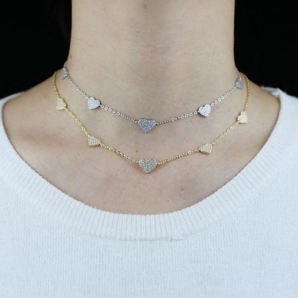 multi heart charm necklace with 5a cz paved women lady tiny link short statement for wedding jewelry gifts chains, Silver
multi heart charm necklace with 5a cz paved women lady tiny link short statement for wedding jewelry gifts chains, Silver