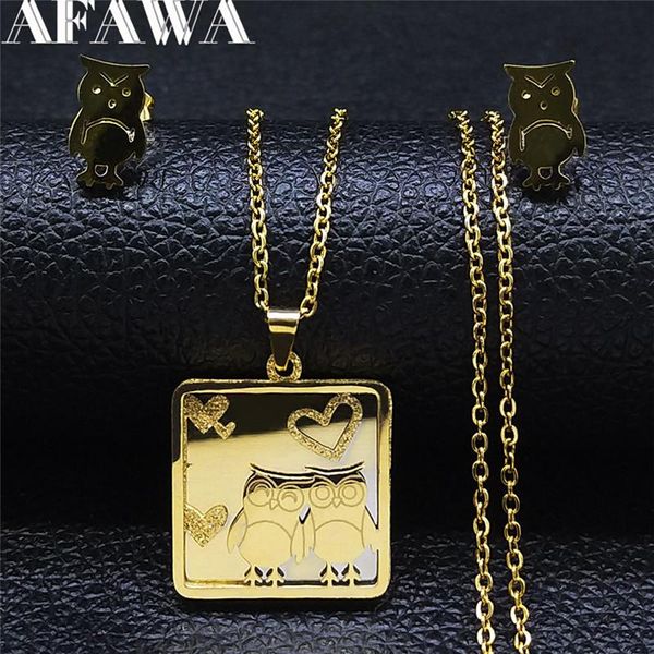 earrings & necklace couple owls stainless steel earing set jewelry geometry gold color joyas acero inoxidable joyeria sxs01, Silver
earrings & necklace couple owls stainless steel earing set jewelry geometry gold color joyas acero inoxidable joyeria sxs01, Silver