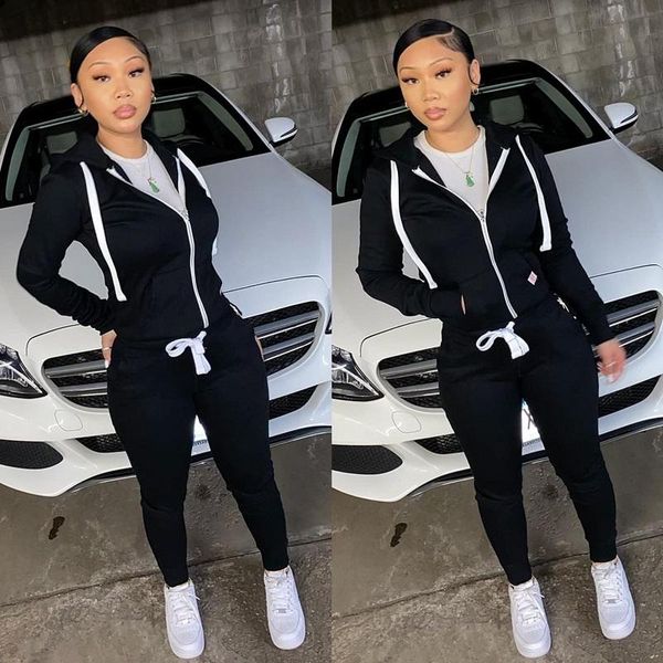 women's two piece pants spring/fall 2021 street casual cotton hoodie zipper pocket cardigan leisurely drawstring trouser set, White
women's two piece pants spring/fall 2021 street casual cotton hoodie zipper pocket cardigan leisurely drawstring trouser set, White