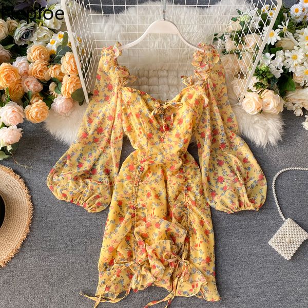 neploe french retro style floral chiffon dresses women slim long sleeve ruffles dstring high waist dresses short dress 81127, Black;gray
neploe french retro style floral chiffon dresses women slim long sleeve ruffles dstring high waist dresses short dress 81127, Black;gray
