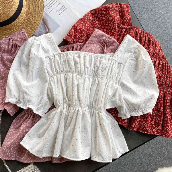 singreiny women summer blouse korean square collar puff sleeve short solid slim elastic ruched blouses style 210419, White
singreiny women summer blouse korean square collar puff sleeve short solid slim elastic ruched blouses style 210419, White