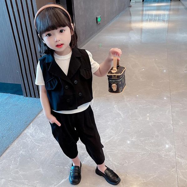 clothing sets 2021 summer girl suit three-piece fashion trend fried street children western style vest, White
clothing sets 2021 summer girl suit three-piece fashion trend fried street children western style vest, White