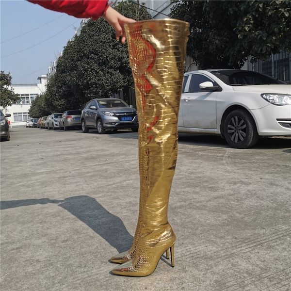 autumn style thin heel fashion over knee boots high heels golden women's large sho, Black
autumn style thin heel fashion over knee boots high heels golden women's large sho, Black