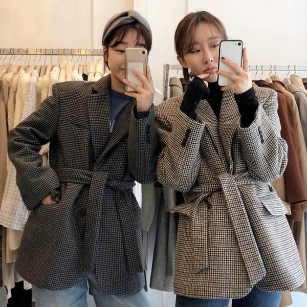 women's suits & blazers autumn winter vintage bird lattice blazer notched collar drawstring slim waist woman jacket 2021 korean chic de, White;black
women's suits & blazers autumn winter vintage bird lattice blazer notched collar drawstring slim waist woman jacket 2021 korean chic de, White;black