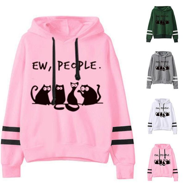 women's hoodies & sweatshirts women hoodie ew people four black cat printed double striped long sleeve fleece sweatshirt with hat pullo
women's hoodies & sweatshirts women hoodie ew people four black cat printed double striped long sleeve fleece sweatshirt with hat pullo