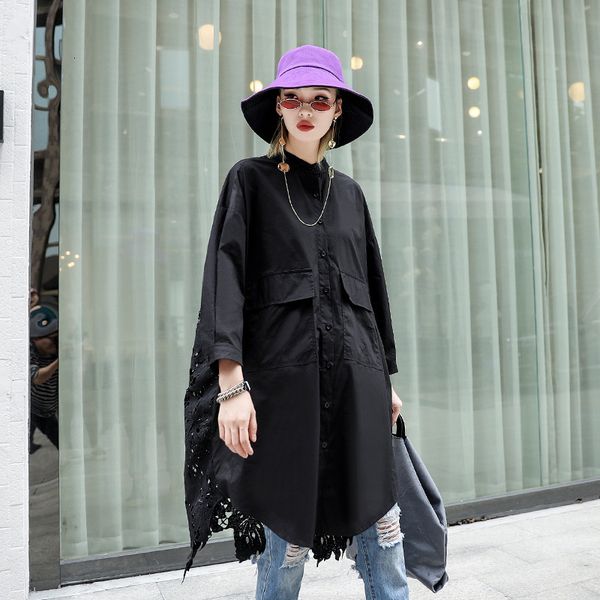 jacket Superior quality womenwhite embroidered plain-loosened shirts of large female dimensions loose tops q435, Black;brown 
jacket Superior quality womenwhite embroidered plain-loosened shirts of large female dimensions loose tops q435, Black;brown