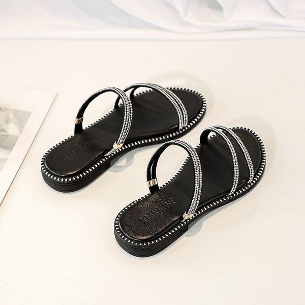 girls crystal studs narrow band open toe sandalias mujer front&rear strap metal rivets gladiator round flats slide sandals, Black
girls crystal studs narrow band open toe sandalias mujer front&rear strap metal rivets gladiator round flats slide sandals, Black