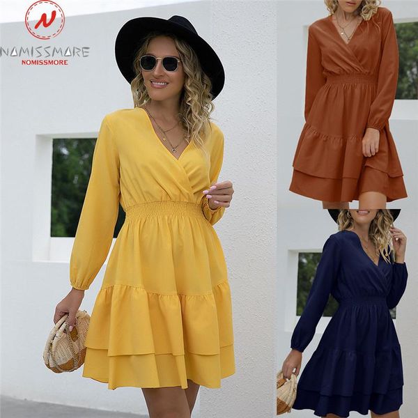 casual dresses fashion women solid color a-line dress for streetwear patchwork design v-neck long sleeve elastic waist spring autumn slim, Black;gray
casual dresses fashion women solid color a-line dress for streetwear patchwork design v-neck long sleeve elastic waist spring autumn slim, Black;gray