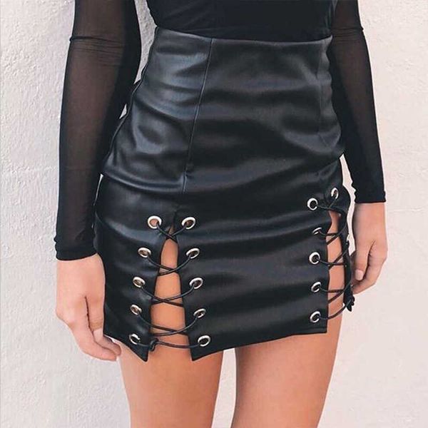 spring split pu leather slit skirts high waist bandage bodycon eyelets lace up womens club ladies pencil skirt 210531, Black
spring split pu leather slit skirts high waist bandage bodycon eyelets lace up womens club ladies pencil skirt 210531, Black