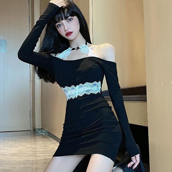 casual dresses lace patchwork halter slash neck backless for women autumn winter long sleeve black mini-dress evening party, Black;gray
casual dresses lace patchwork halter slash neck backless for women autumn winter long sleeve black mini-dress evening party, Black;gray