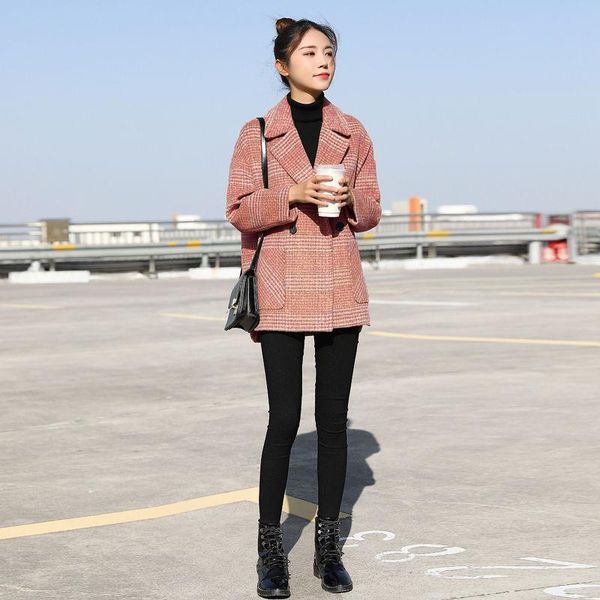 women's wool & blends autumn winter women casual jacket plaid coat elegant thick outerwear cardigan female woolen overcoat 2022 y916, Black
women's wool & blends autumn winter women casual jacket plaid coat elegant thick outerwear cardigan female woolen overcoat 2022 y916, Black
