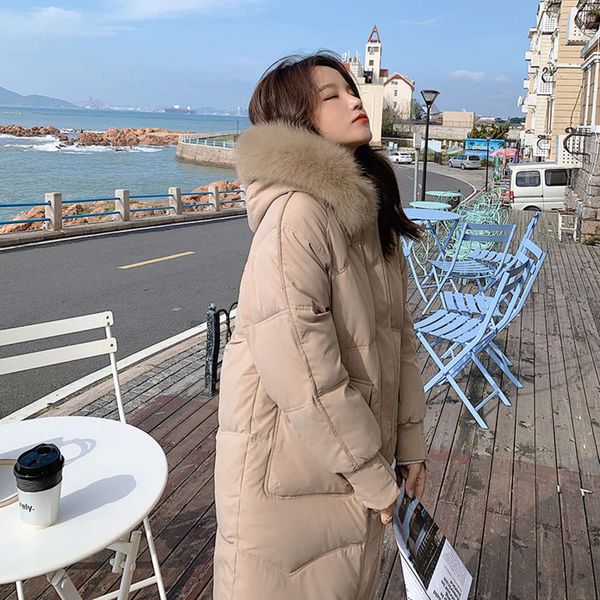 down cotton jacket women's fashion large wool collar medium and long loose winter, Black
down cotton jacket women's fashion large wool collar medium and long loose winter, Black