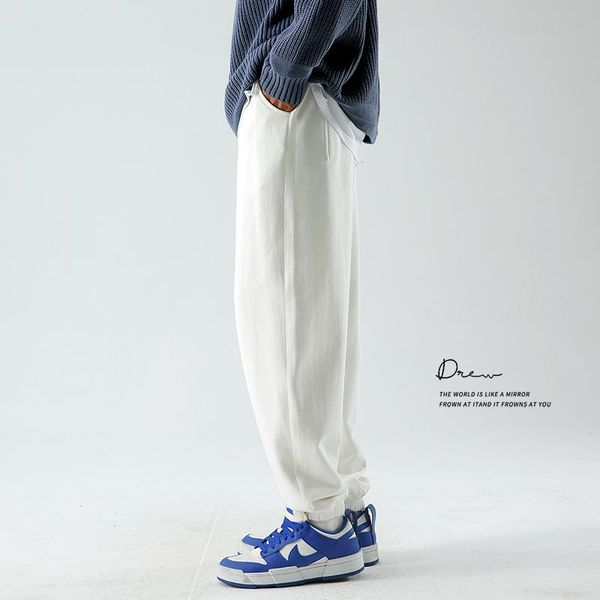 men's pants 400g heavy high-count tianshan cotton spring and autumn style white ankle-tied sweatpants casual loose track, Black
men's pants 400g heavy high-count tianshan cotton spring and autumn style white ankle-tied sweatpants casual loose track, Black