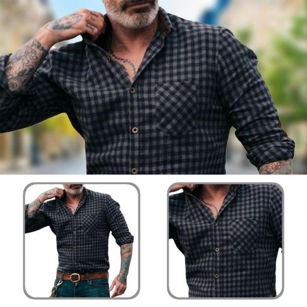 men's dress shirts retro handsome plaid print men autumn shirt for work, White;black
