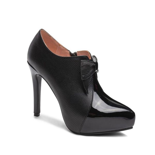 boots bowknot patent leather stiletto high heels pointed toe waterproof platform ankle for women, Black
boots bowknot patent leather stiletto high heels pointed toe waterproof platform ankle for women, Black
