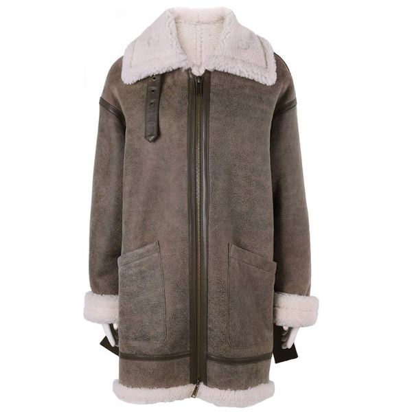 women's leather & faux yoloagain autumn winter warm ladies lamb fur shearling jacket long real coat for women, Black
women's leather & faux yoloagain autumn winter warm ladies lamb fur shearling jacket long real coat for women, Black