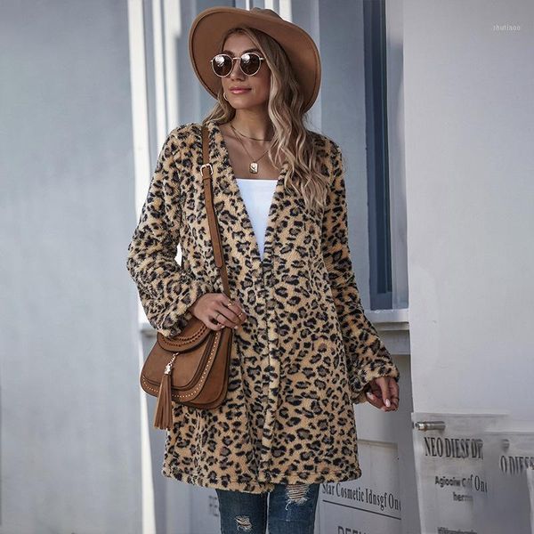 women's leopard print open-cut long-term self-cultivation leisure 2021 autumn and winter coat long-sleeved women wool & blends, Black
women's leopard print open-cut long-term self-cultivation leisure 2021 autumn and winter coat long-sleeved women wool & blends, Black