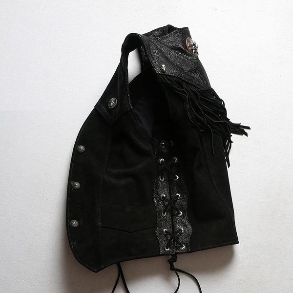 men's vests 2021 black motorcycle style genuine leather vest men single breasted plus size 5xl real thick cowhide spring slim fit biker, Black;white
men's vests 2021 black motorcycle style genuine leather vest men single breasted plus size 5xl real thick cowhide spring slim fit biker, Black;white