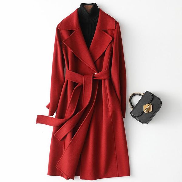 women's wool & blends 2021 fall winter luxury design cashmere coat casual classic mid-length primary color double-sided jacket women wo, Black
women's wool & blends 2021 fall winter luxury design cashmere coat casual classic mid-length primary color double-sided jacket women wo, Black