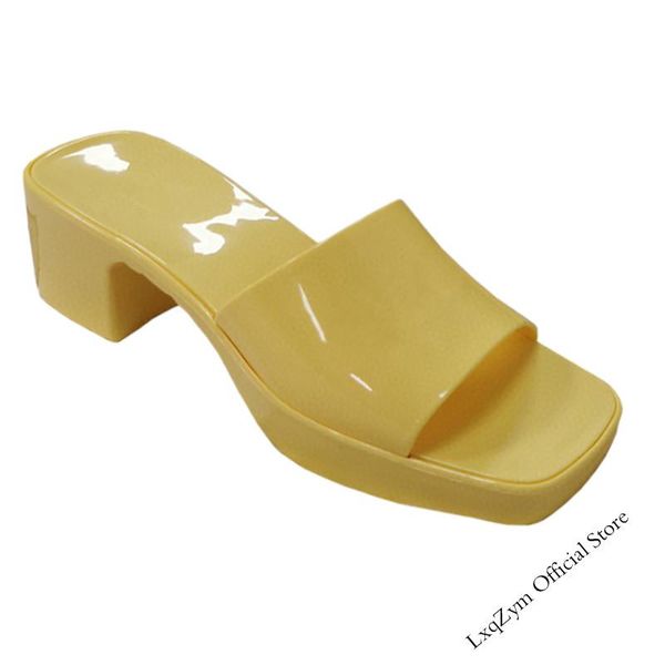square open toe high heel slippers women lozenge pvc candy color sandals summer beach shoes for ladies, Black
square open toe high heel slippers women lozenge pvc candy color sandals summer beach shoes for ladies, Black