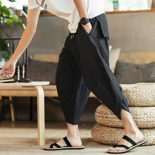 cotton linen harem summer male women pants casual calf length striped big pocket baggy trousers hip hop, Black
cotton linen harem summer male women pants casual calf length striped big pocket baggy trousers hip hop, Black