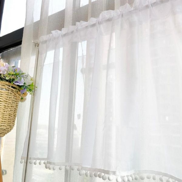 curtain & drapes white pastoral style half blackout short hair ball lace kitchen partition window valance sheer curtains 1 panel #4 
curtain & drapes white pastoral style half blackout short hair ball lace kitchen partition window valance sheer curtains 1 panel #4