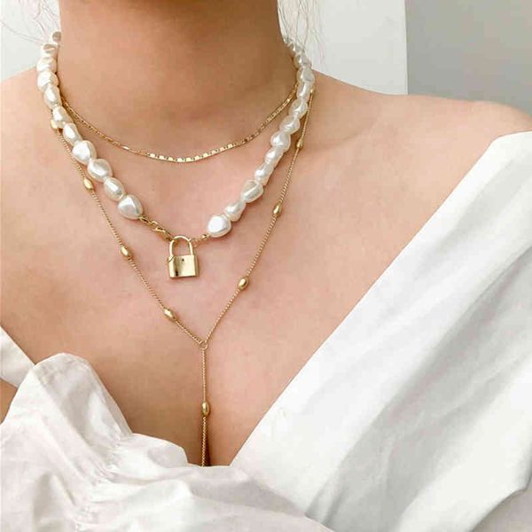 fashion necklaces huanzhi hip hop multi-layer imitation irregular pearls metal beads line lock chain necklace for women jewelry, Silver
fashion necklaces huanzhi hip hop multi-layer imitation irregular pearls metal beads line lock chain necklace for women jewelry, Silver