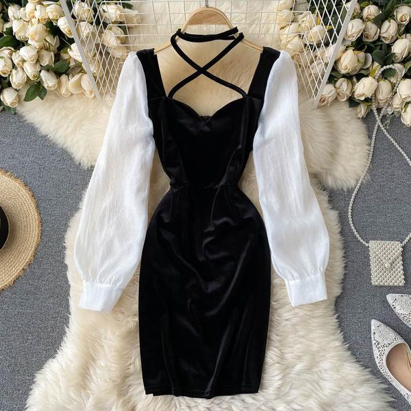 vintage puff sleeved velvet dress 2021 spring autumn v neck patchwork dresses ladies elegant bodycon short vestidos casual, Black;gray
vintage puff sleeved velvet dress 2021 spring autumn v neck patchwork dresses ladies elegant bodycon short vestidos casual, Black;gray