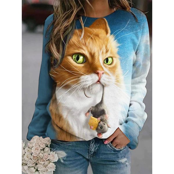 big yellow cat women s fashion 3d printing short slim t-shirt autumn long sleeve round neck basic casual, White
big yellow cat women s fashion 3d printing short slim t-shirt autumn long sleeve round neck basic casual, White