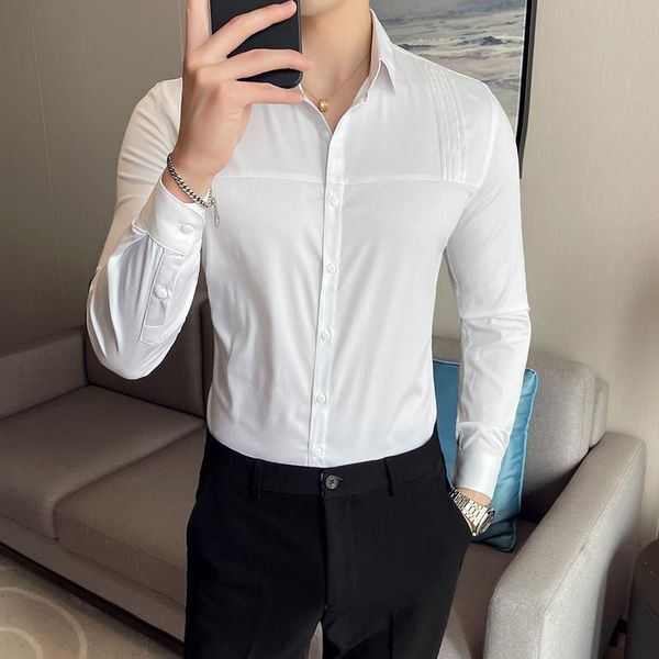 men's casual shirts fashion simple shirt 2021 autumn long sleeve slim businessformal dress streetwear social camisa masculina, White;black
men's casual shirts fashion simple shirt 2021 autumn long sleeve slim businessformal dress streetwear social camisa masculina, White;black