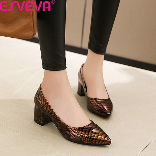 dress shoes esveva 2021 pointed toe spring autumn square heels shallow ladies single snake pattern pu leather women pumps size 34-43, Black
dress shoes esveva 2021 pointed toe spring autumn square heels shallow ladies single snake pattern pu leather women pumps size 34-43, Black