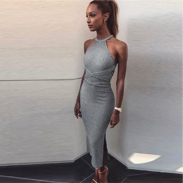 summer women's backless straps sleeveless slim long knitting dress arrival gray blue s l drop 210416, Black;gray
summer women's backless straps sleeveless slim long knitting dress arrival gray blue s l drop 210416, Black;gray