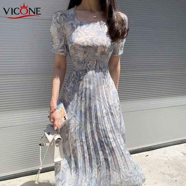 vicone square collar watercolor large flower chiffon pleated long dress, Black;gray
vicone square collar watercolor large flower chiffon pleated long dress, Black;gray