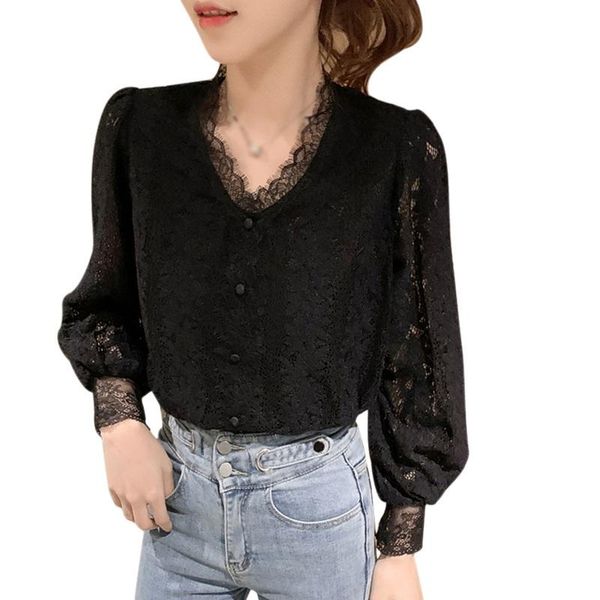 women's blouses & shirts fashion v neck spring autumn lace sweet long sleeve blouse, White
women's blouses & shirts fashion v neck spring autumn lace sweet long sleeve blouse, White