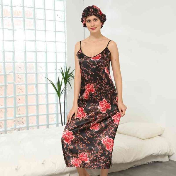 women's sleepwear print sleep for female satin nightwear intimate lingerie loose long night spaghetti strap nightgown ai0v, Black;red
women's sleepwear print sleep for female satin nightwear intimate lingerie loose long night spaghetti strap nightgown ai0v, Black;red