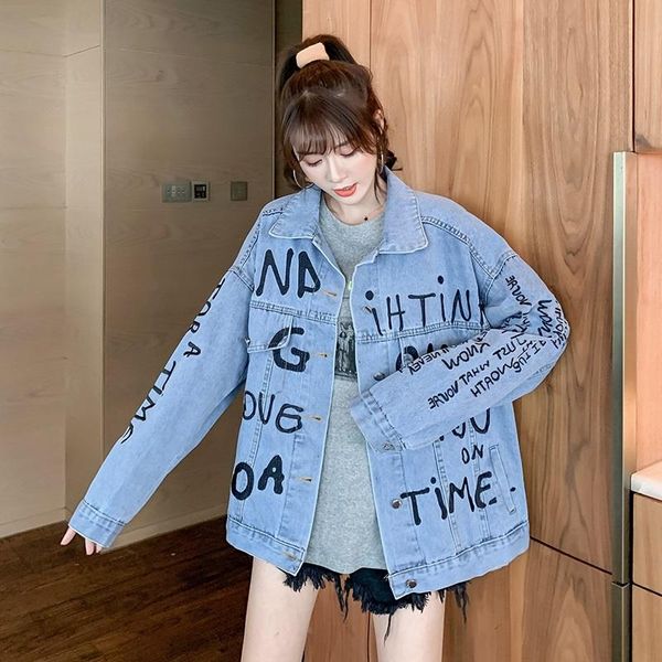 denim jackets woman 2021 loose letter embroidery harajuku jacket oversize women turn down collar female jeans 20978 women's, Black;brown
denim jackets woman 2021 loose letter embroidery harajuku jacket oversize women turn down collar female jeans 20978 women's, Black;brown