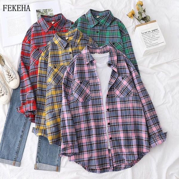 autumn plaid shirts womens long sleeve blouses loose checked female clothes lady outwear two pockets women's &, White
autumn plaid shirts womens long sleeve blouses loose checked female clothes lady outwear two pockets women's &, White