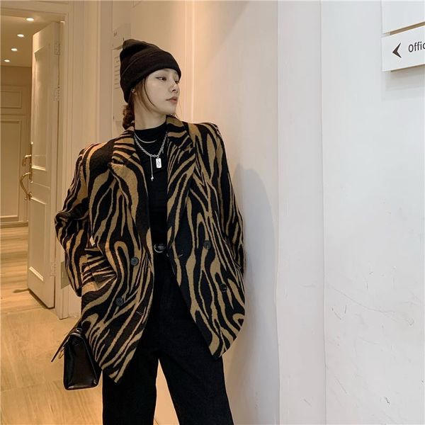 women's wool & blends autumn and winter women woollen overcoat medium length korean version retro easy zebra pattern temperament all-ma, Black
women's wool & blends autumn and winter women woollen overcoat medium length korean version retro easy zebra pattern temperament all-ma, Black