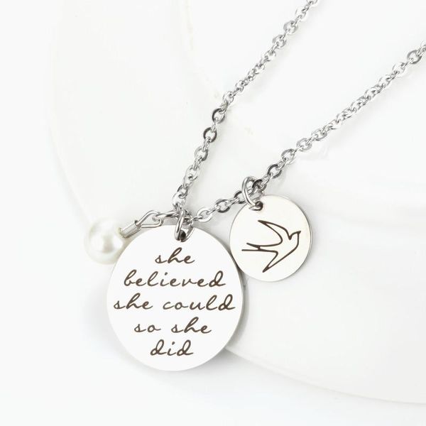 pendant necklaces inspirational fashion necklace jewelry she believed could so did lettering stainless steel, Silver
pendant necklaces inspirational fashion necklace jewelry she believed could so did lettering stainless steel, Silver