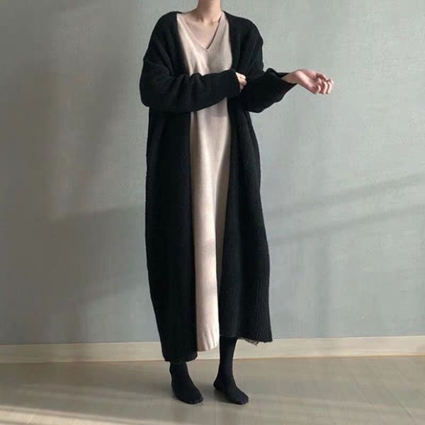 fashion sweater autumn and winter lazy wind loose knit women's net red foreign style super long knee cardigan coat women, White;black
fashion sweater autumn and winter lazy wind loose knit women's net red foreign style super long knee cardigan coat women, White;black