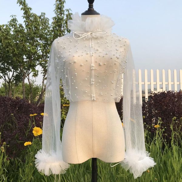 wraps & jackets long sleeve with pearls wedding jacket bridal cape cloak wrap sheer shawl, White
wraps & jackets long sleeve with pearls wedding jacket bridal cape cloak wrap sheer shawl, White