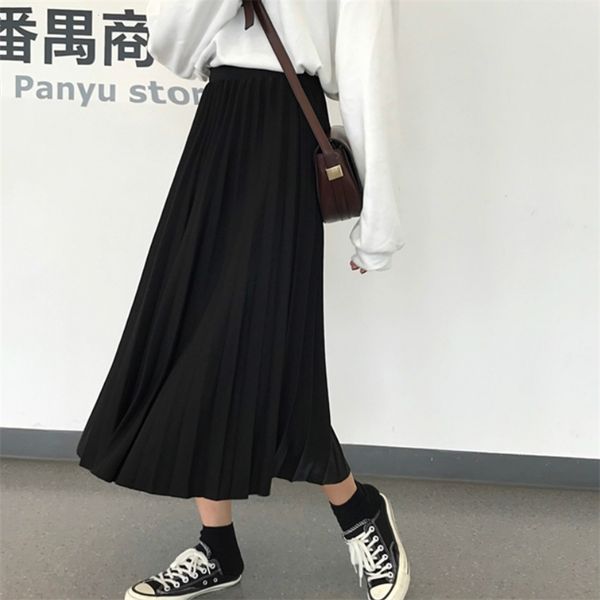 women winter draped rib pleated skirt elastic high waist long female autumn ladies quality midi saia 210529, Black
women winter draped rib pleated skirt elastic high waist long female autumn ladies quality midi saia 210529, Black