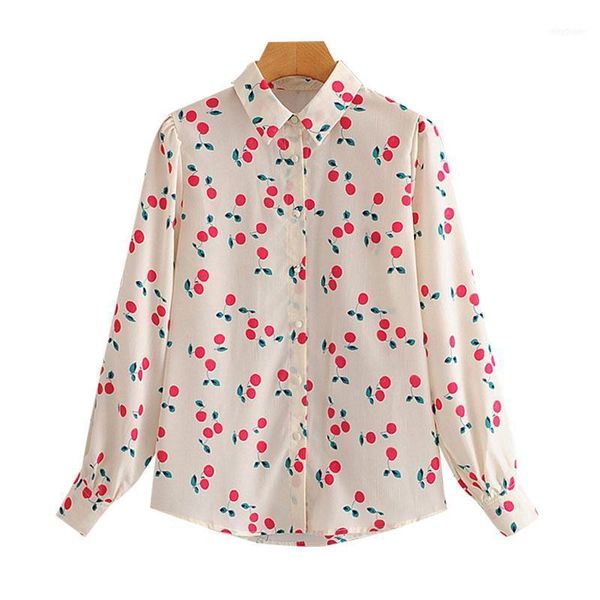 women's blouses & shirts women 2021 fashion cherry print loose vintage long sleeve button-up female blusas chic 1, White
women's blouses & shirts women 2021 fashion cherry print loose vintage long sleeve button-up female blusas chic 1, White