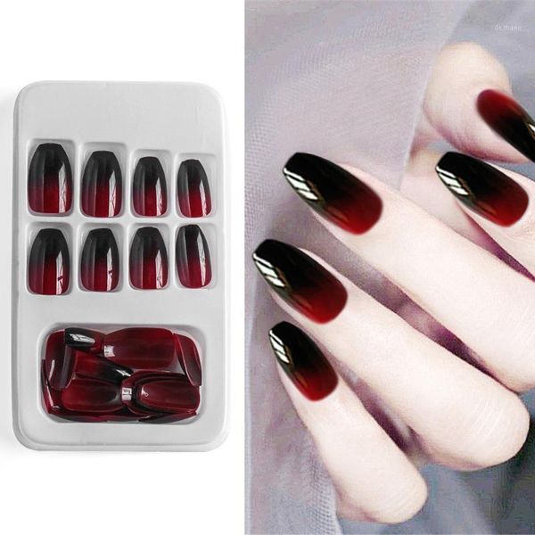 24pcs black-red gradient false nails long ballerina square coffin shaped artificial full cover fake nail manicure with glue1, Red;gold
24pcs black-red gradient false nails long ballerina square coffin shaped artificial full cover fake nail manicure with glue1, Red;gold