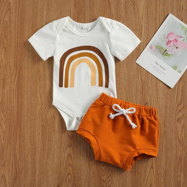 clothing sets summer casual baby girls boys clothes rainbow print short sleeve romper shorts 2pcs, White
clothing sets summer casual baby girls boys clothes rainbow print short sleeve romper shorts 2pcs, White