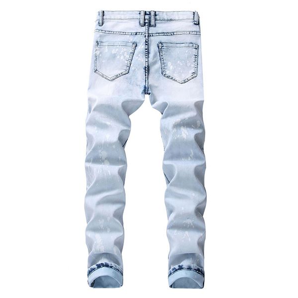 men casual jeans fashional paint flower draped denim pants knee holes hiphop washed middle waist high quality, Blue
men casual jeans fashional paint flower draped denim pants knee holes hiphop washed middle waist high quality, Blue