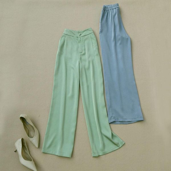 women's pants & capris trendy satin loose office lady summer thin silky wide leg elastic waist suit trousers, Black;white
women's pants & capris trendy satin loose office lady summer thin silky wide leg elastic waist suit trousers, Black;white