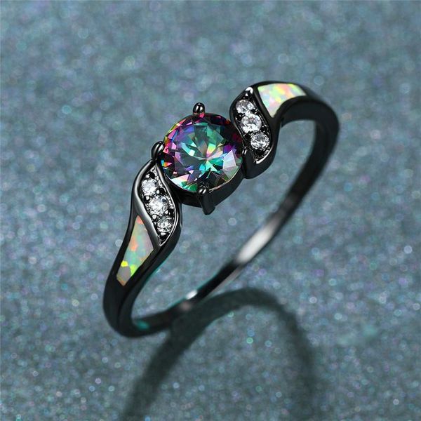 wedding rings fashion black gold ring white fire opal engagement promise charm female small rainbow round crystal for women, Slivery;golden
wedding rings fashion black gold ring white fire opal engagement promise charm female small rainbow round crystal for women, Slivery;golden