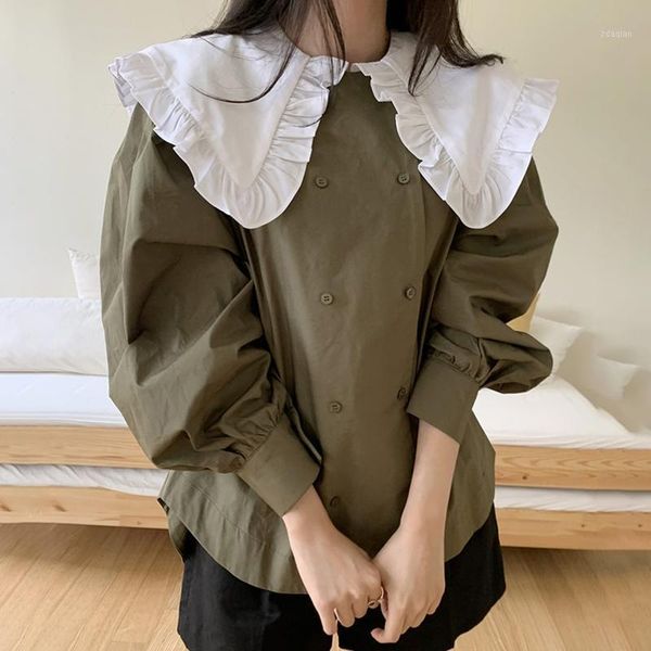 women's blouses & shirts women sweet patchwork blouse vintage turn-down collar double breasted blusas femme 2021 fall lantern long slee, White
women's blouses & shirts women sweet patchwork blouse vintage turn-down collar double breasted blusas femme 2021 fall lantern long slee, White